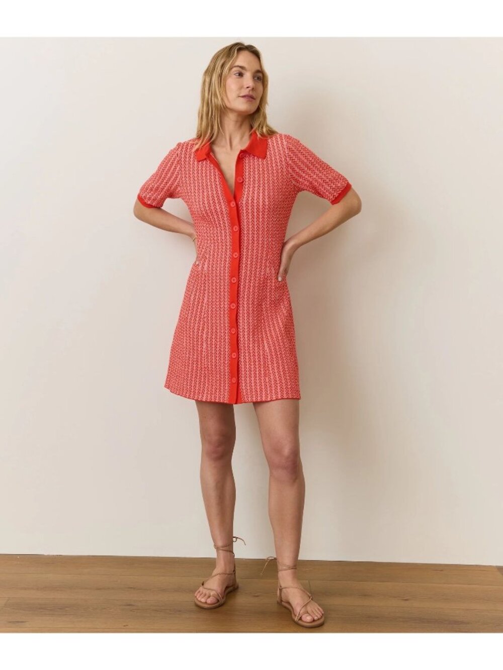 Marine Layer Alice Textured Polo Dress Womens Small